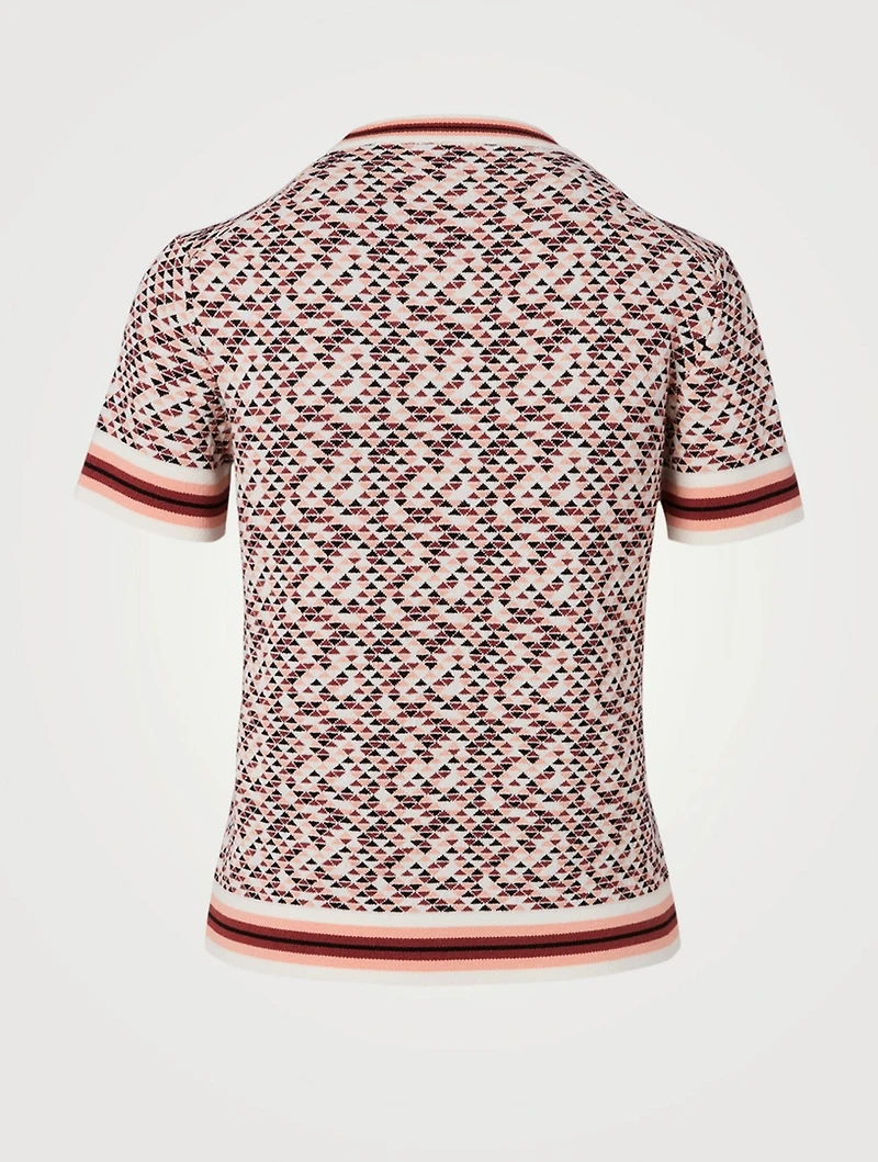 Jacquard Short-Sleeve Sweater