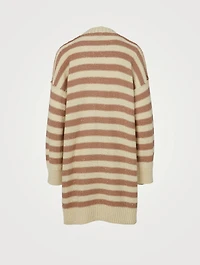 Cotton-Blend Cardigan Striped Print