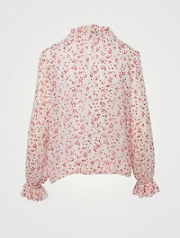 High-Neck Georgette Blouse Floral Print