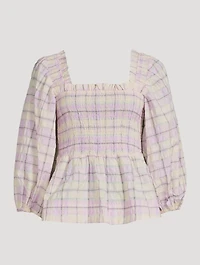 Seersucker Check Smock Top