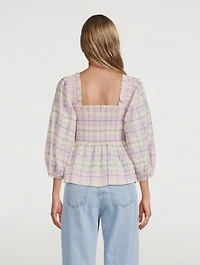 Seersucker Check Smock Top