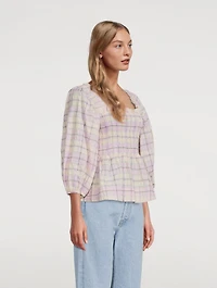 Seersucker Check Smock Top