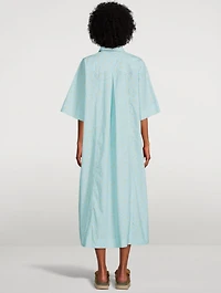 Cotton Poplin Short-Sleeve Long Dress
