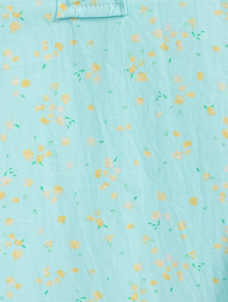 Cotton Poplin Short-Sleeve Long Dress