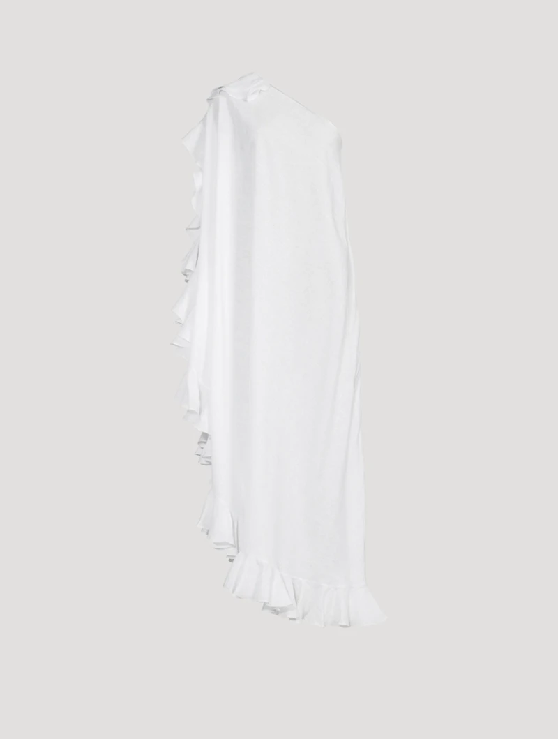 Lotus Linen One-Shoulder Maxi Dress