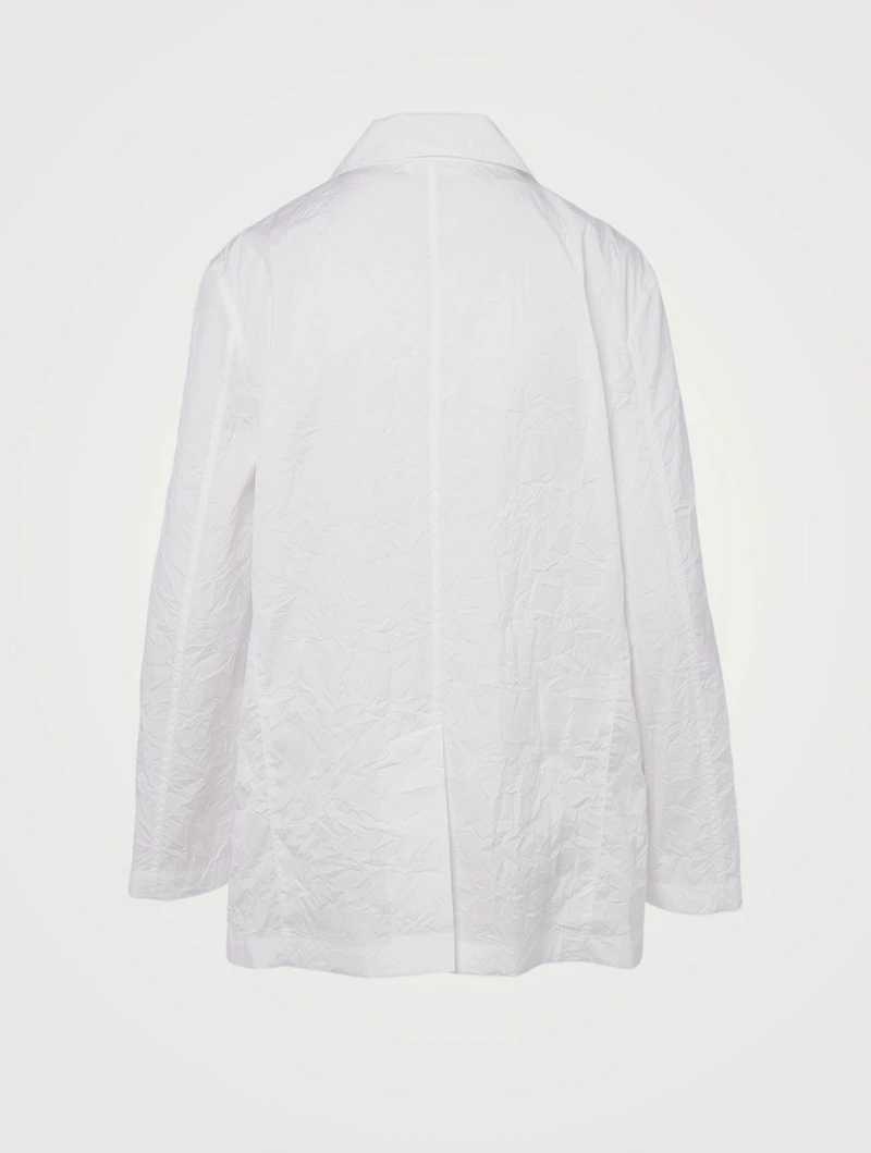 Crinkled Cotton Double-Breasted Blazer