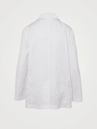 Crinkled Cotton Double-Breasted Blazer