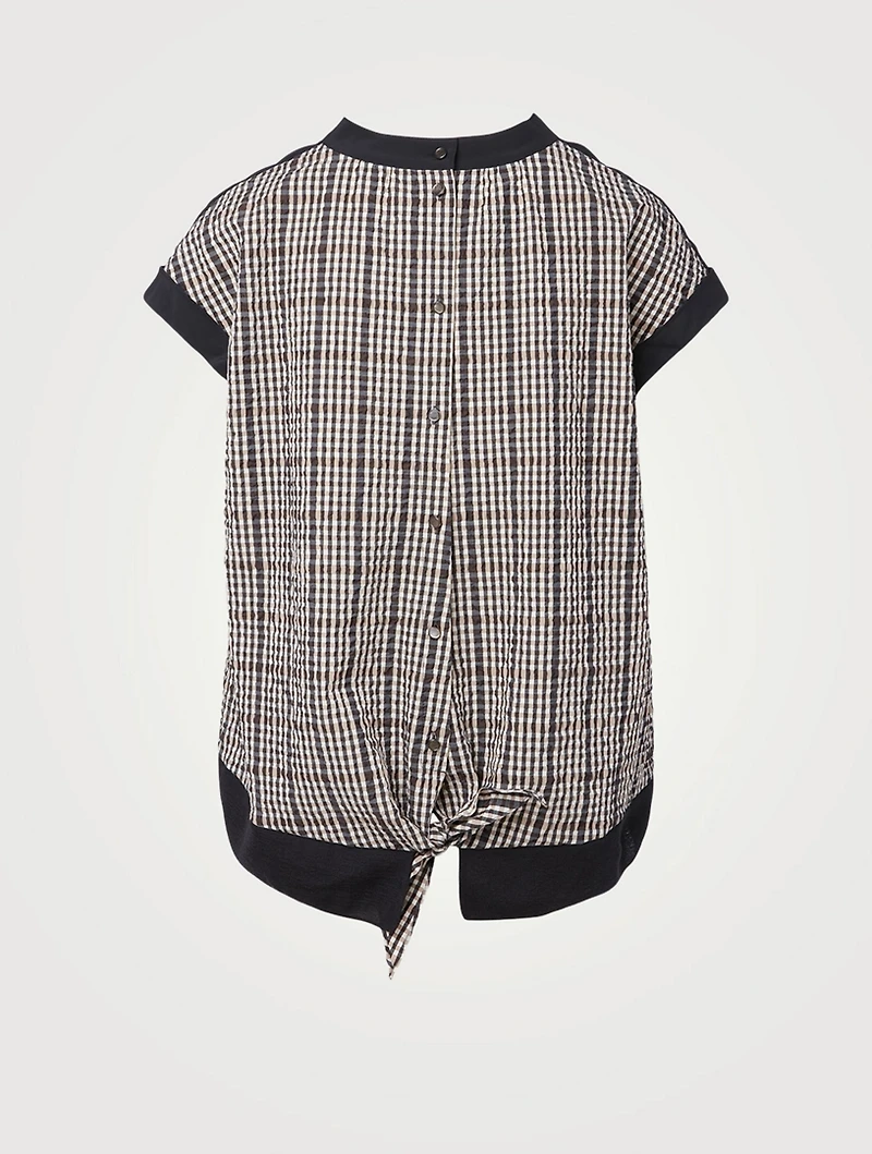 Short-Sleeve Top With Seersucker Back
