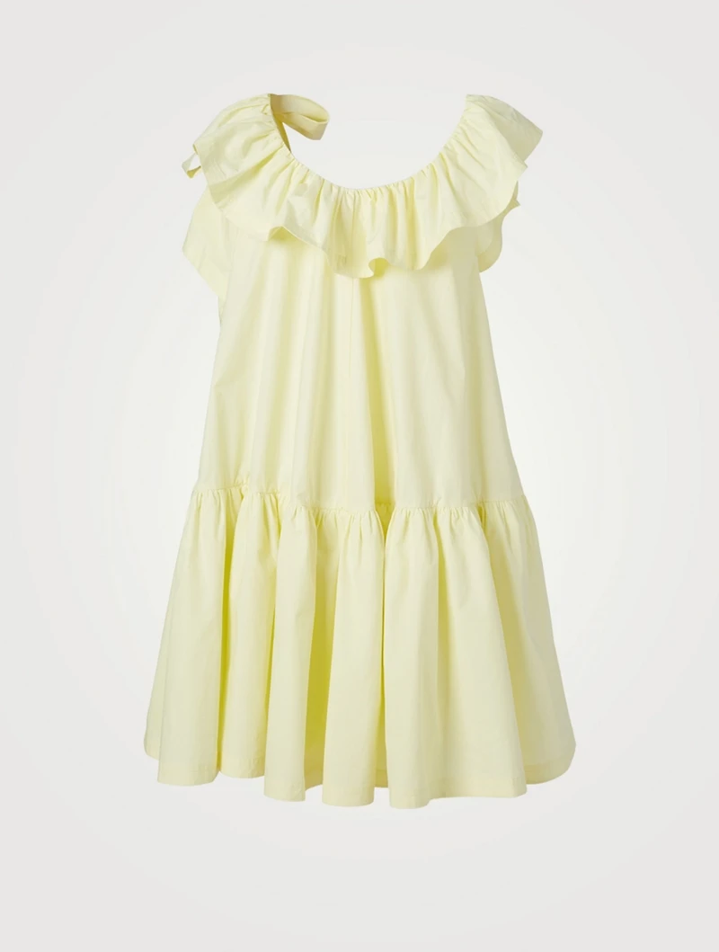Sleeveless Ruffle-Neck Mini Dress