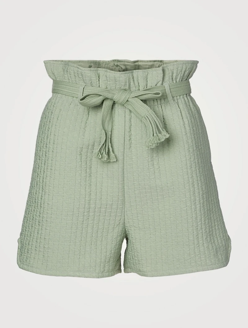 Ember Quilted Belted Paper-Bag Shorts