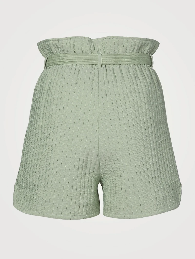 Ember Quilted Belted Paper-Bag Shorts