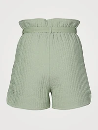 Ember Quilted Belted Paper-Bag Shorts