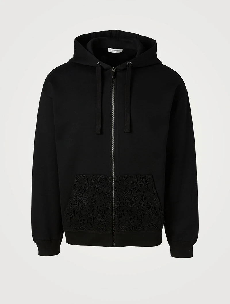 Zip Hoodie With Macramé Pocket