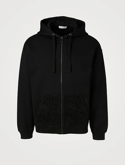 Zip Hoodie With Macramé Pocket