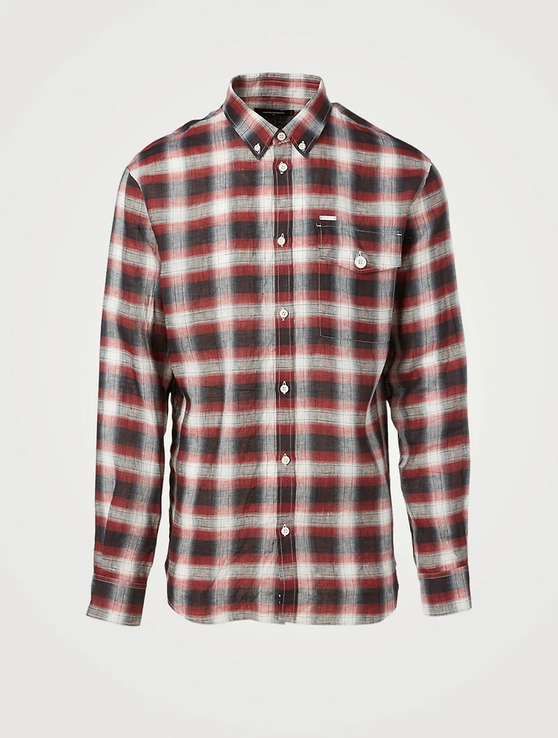 Dan Linen Flannel Shirt Check Print