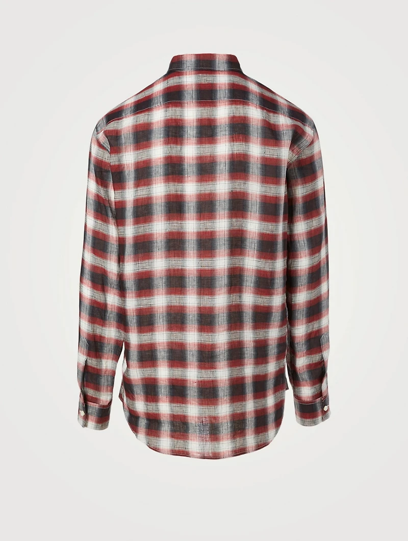 Dan Linen Flannel Shirt Check Print