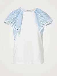 Cotton T-Shirt With Striped Sleeve