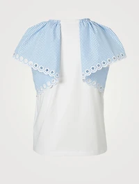 Cotton T-Shirt With Striped Sleeve