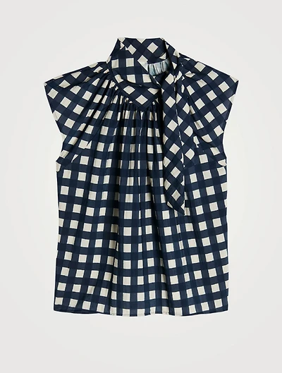 Bow Detail Top Gingham Print