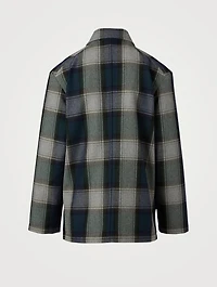 Wool-Blend Shirt Jacket Check Print