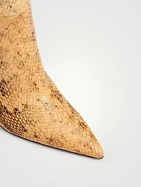 Mama Wide Leather Heeled Knee-High Boots Python Print
