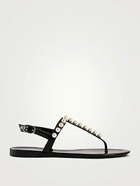 Goldie Jelly Slingback Thong Sandals With Pearls