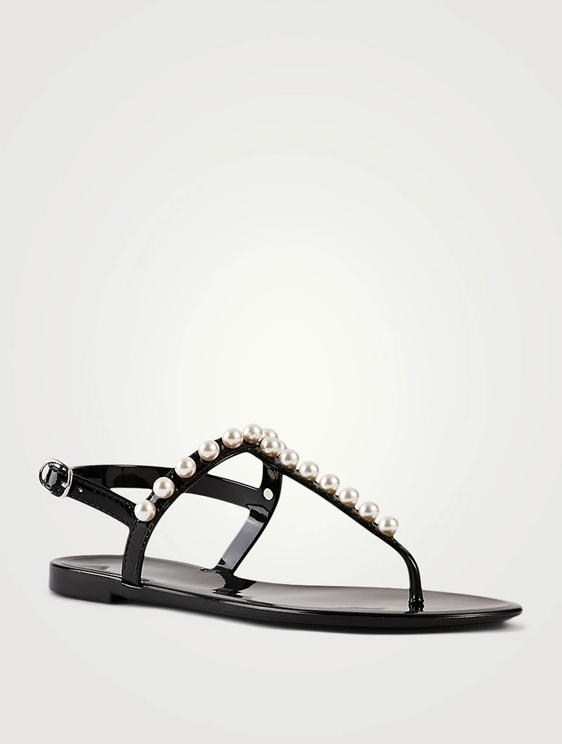 Goldie Jelly Slingback Thong Sandals With Pearls