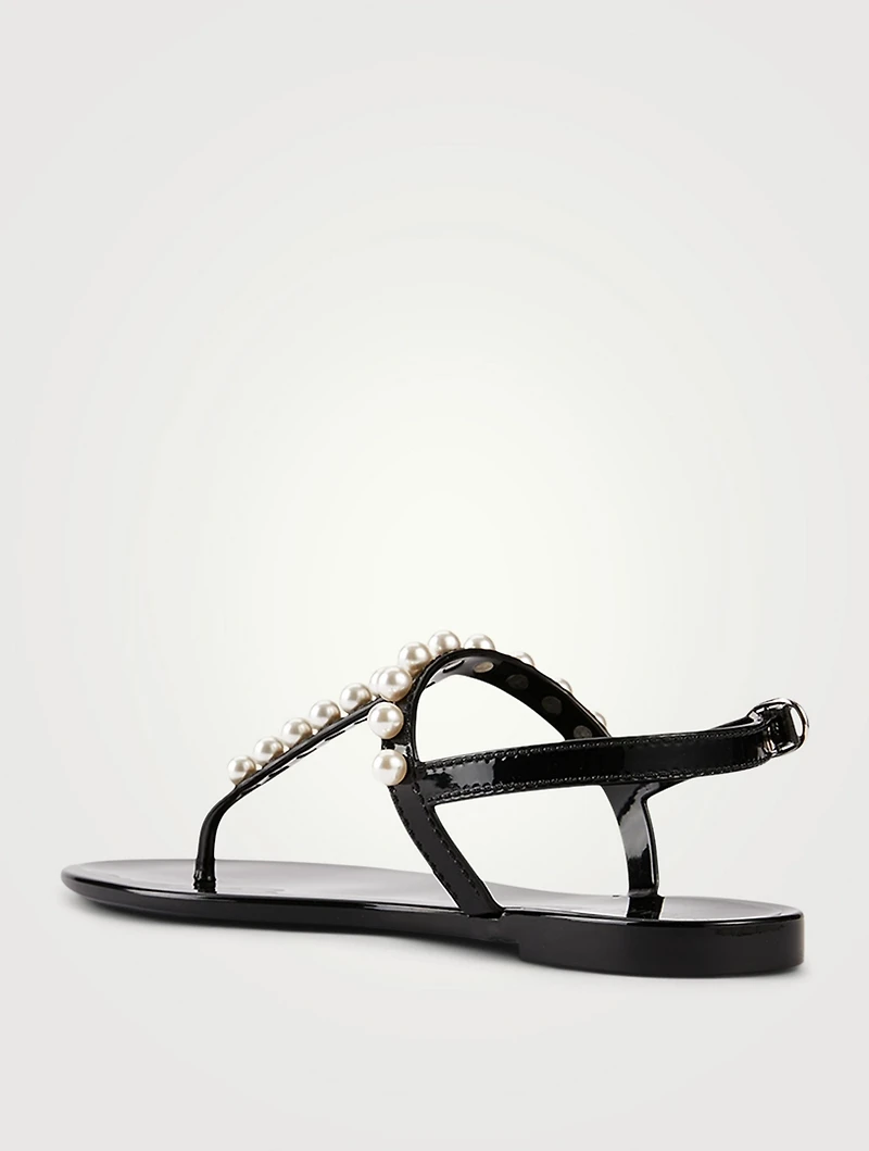 Goldie Jelly Slingback Thong Sandals With Pearls