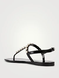 Goldie Jelly Slingback Thong Sandals With Pearls