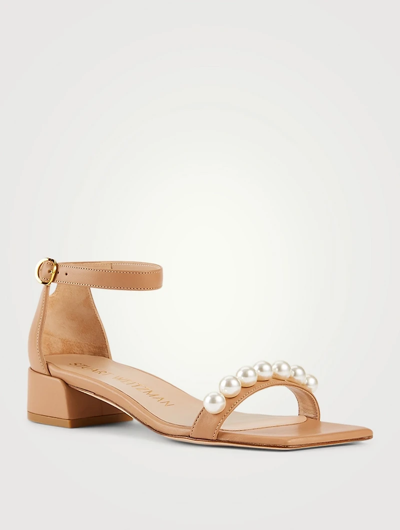 Nudistjune Leather Heeled Sandals With Pearls
