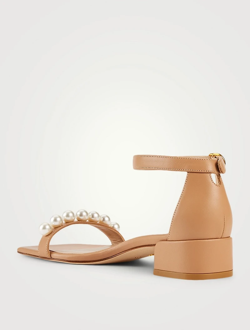 Nudistjune Leather Heeled Sandals With Pearls
