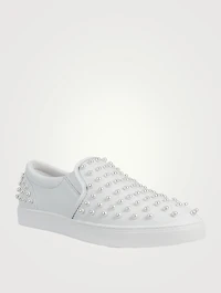 Goldie Leather Slip-On Sneakers With Pearls