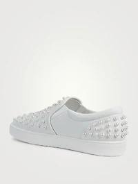 Goldie Leather Slip-On Sneakers With Pearls