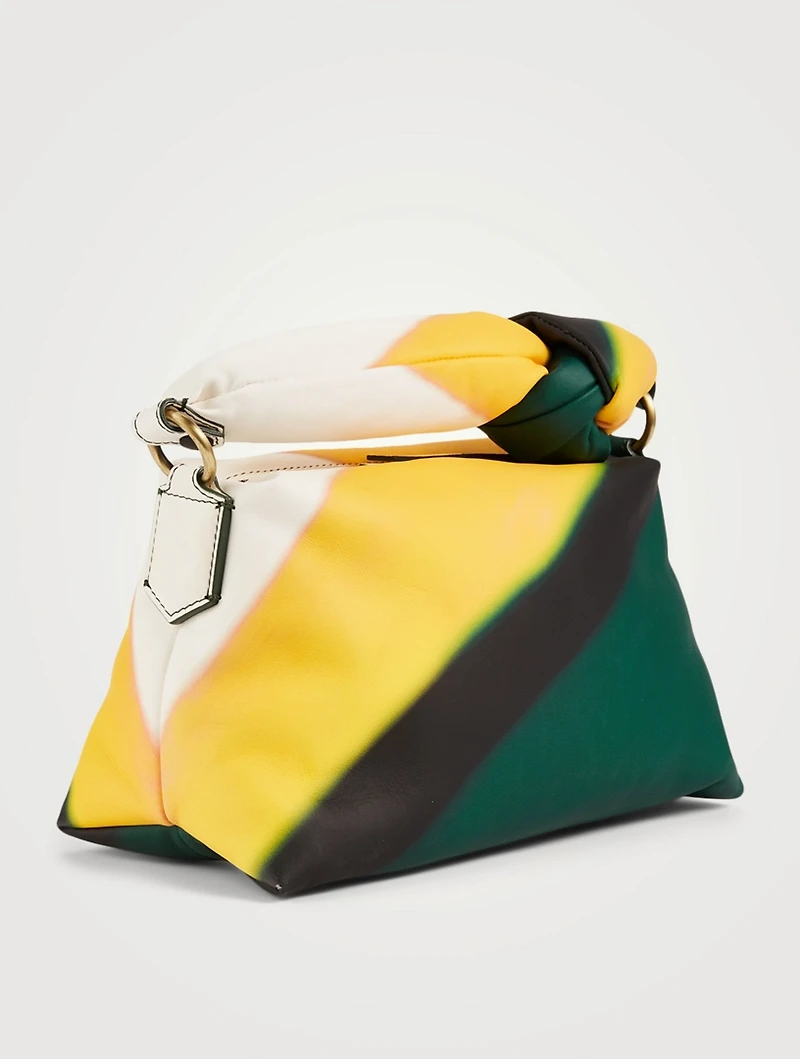 Puffy Leather Hobo Bag With Stripe