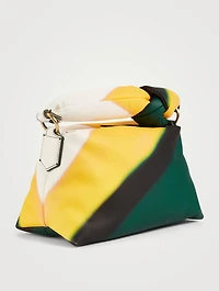 Puffy Leather Hobo Bag With Stripe