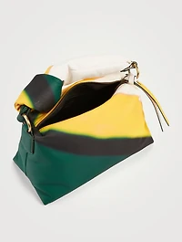 Puffy Leather Hobo Bag With Stripe