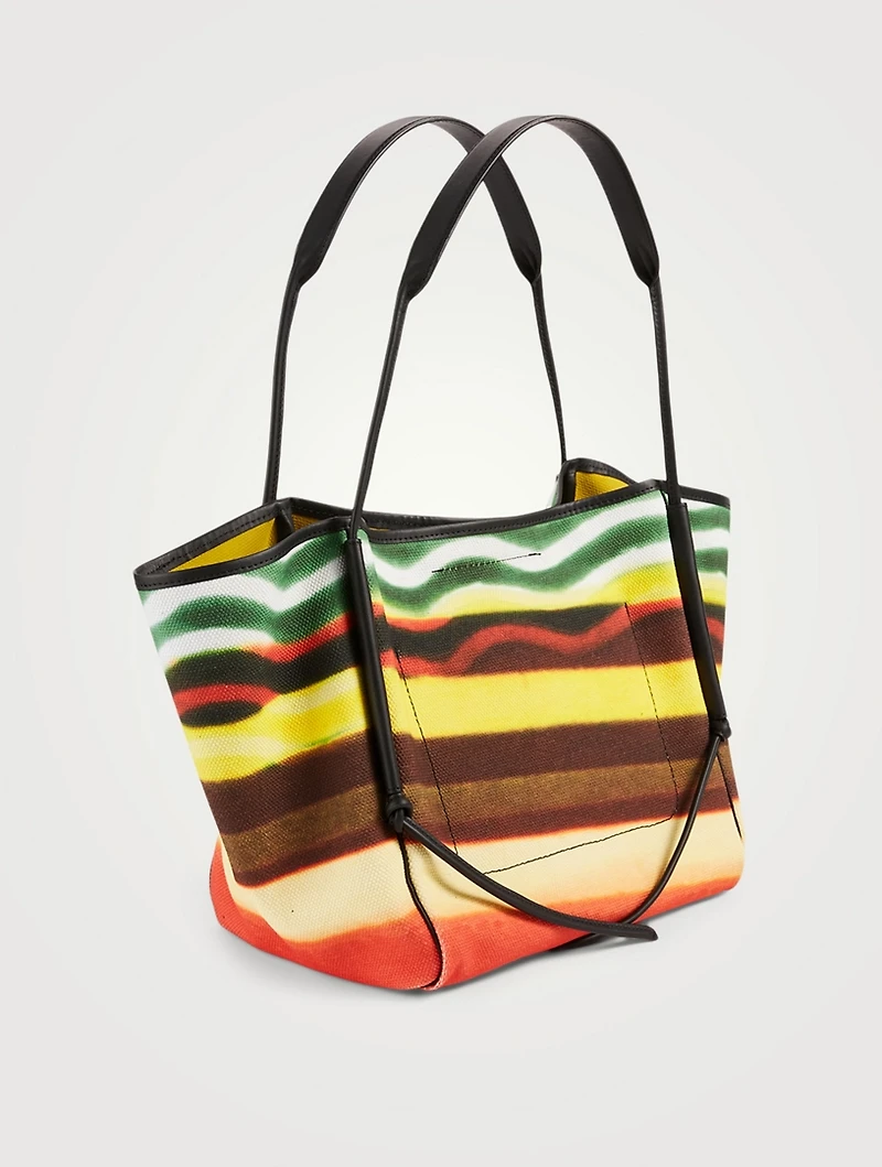 Leather Tote Bag With Stripe