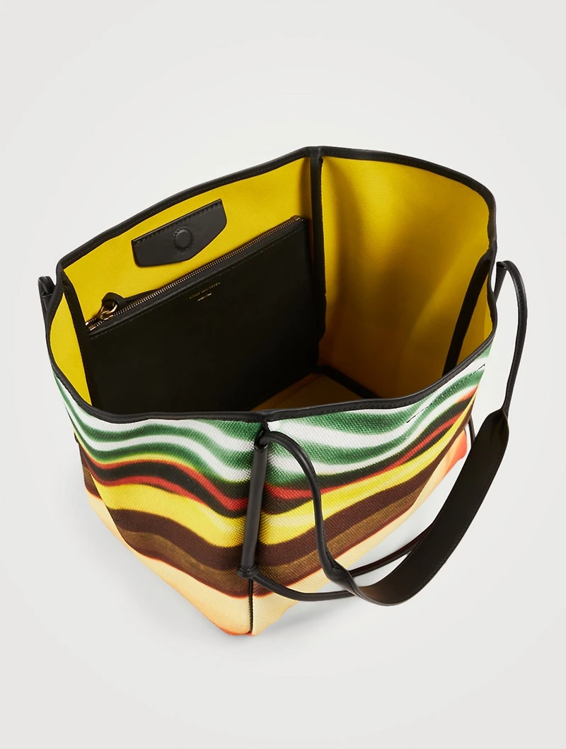 Leather Tote Bag With Stripe