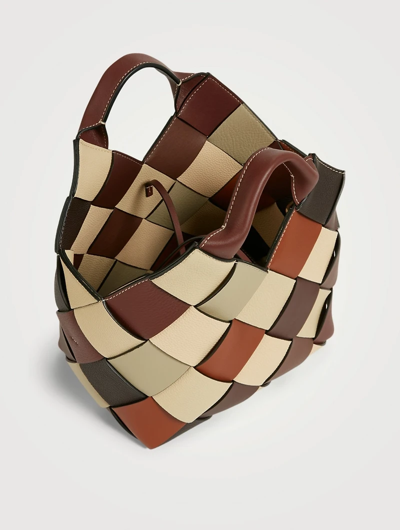 Small Surplus Leather Woven Basket Bag