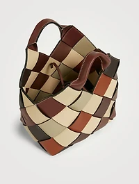Small Surplus Leather Woven Basket Bag