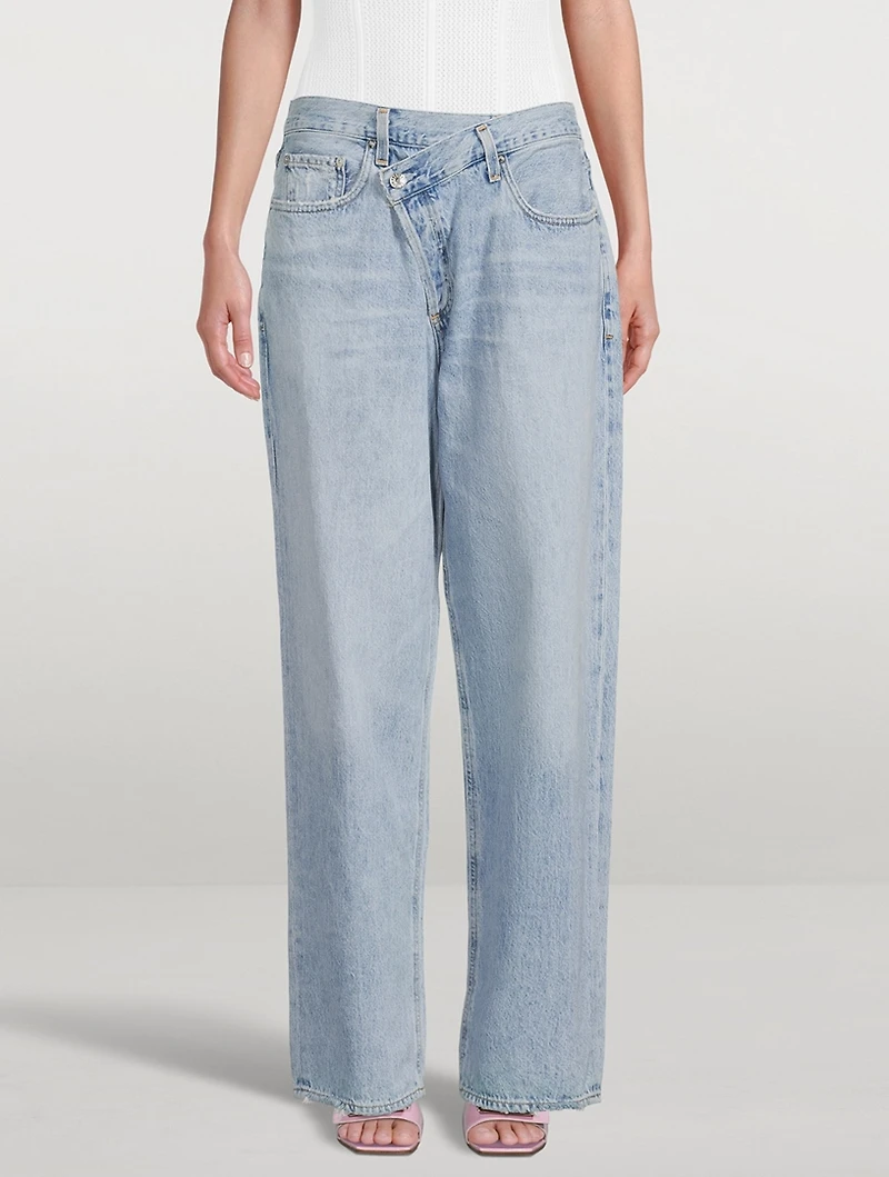 Criss-Cross Upsized Straight-Leg Jeans