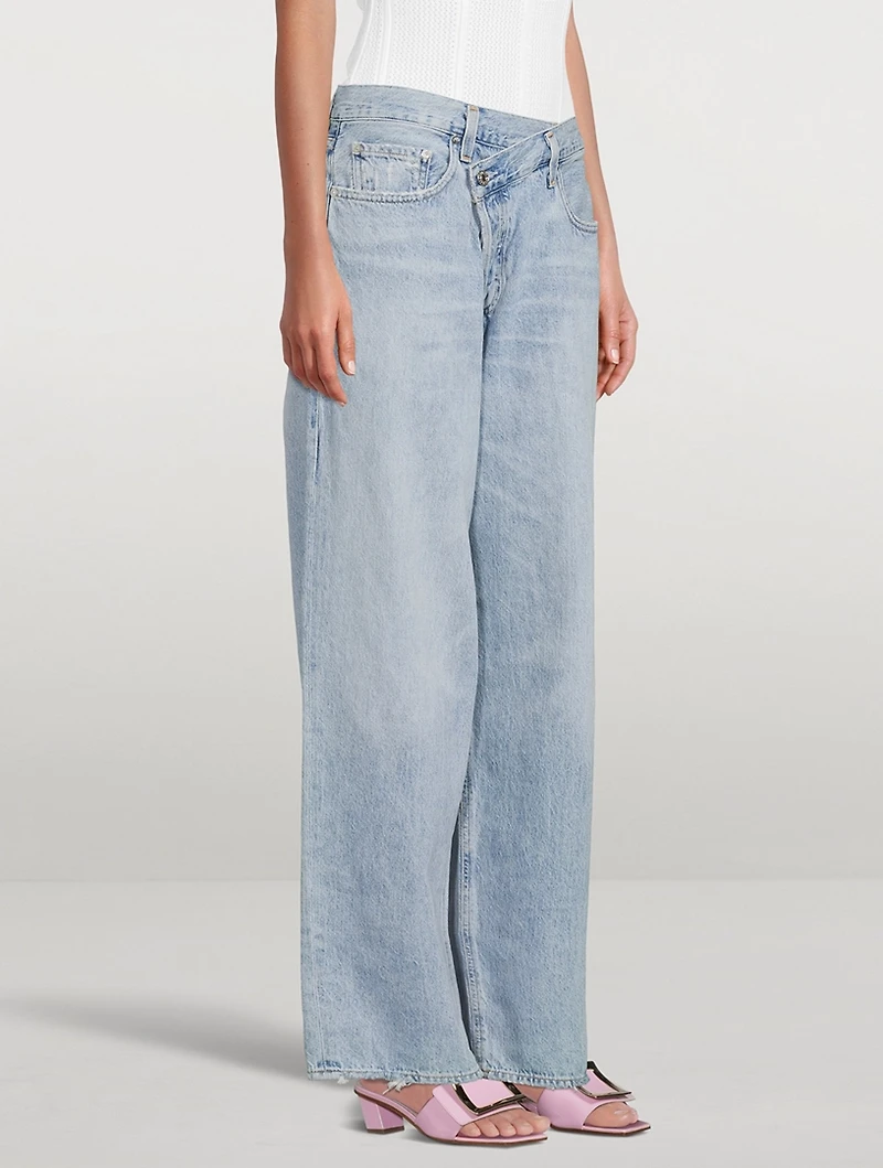 Criss-Cross Upsized Straight-Leg Jeans