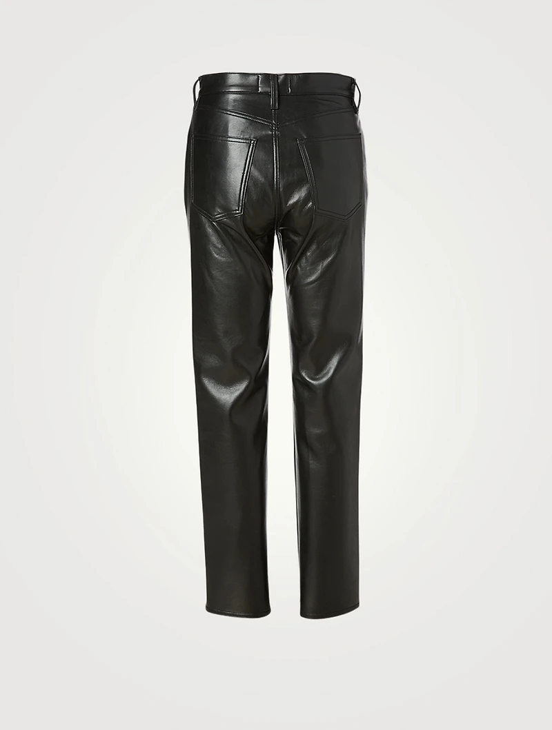 90s Pinch Waist Recycled Leather Straight Jeans