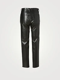 90s Pinch Waist Recycled Leather Straight Jeans