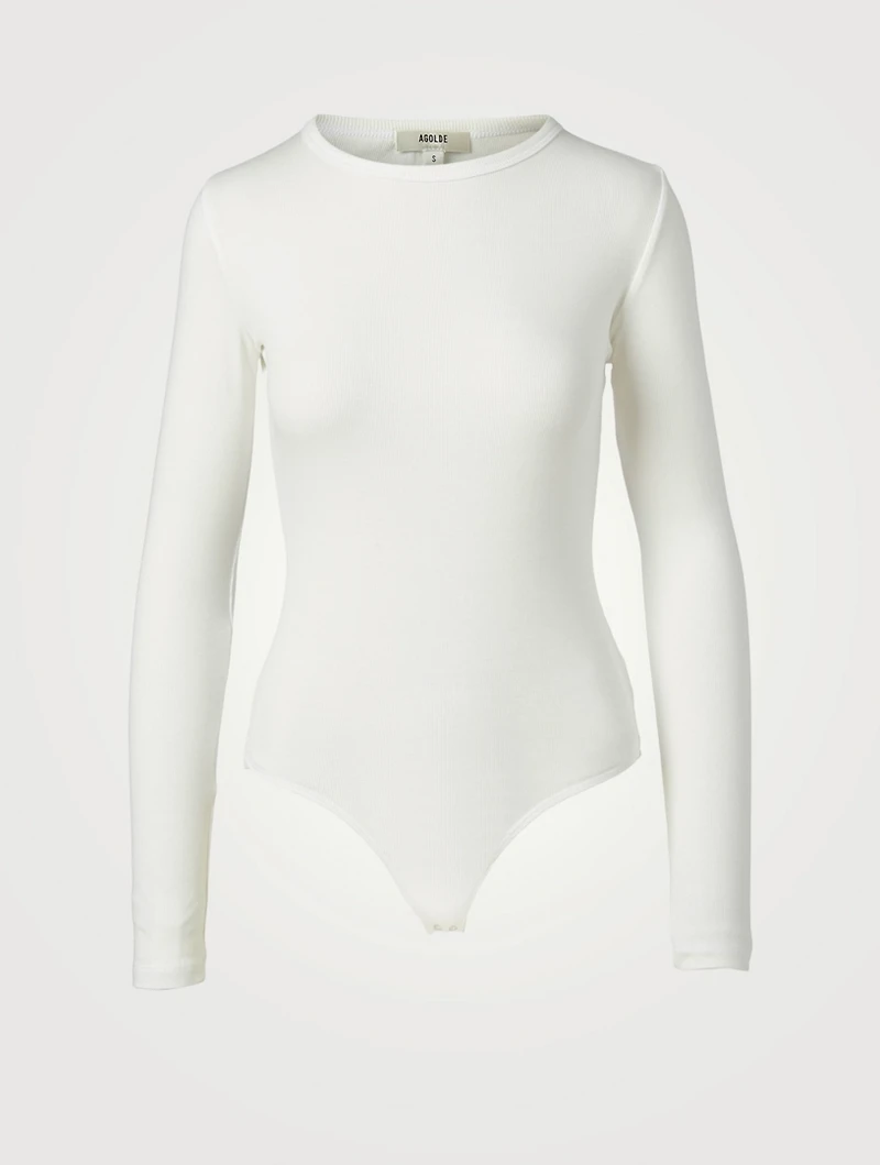 Leila Ribbed Long-Sleeve Bodysuit