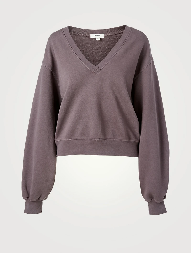 Cotton Balloon-Sleeve Sweatshirt