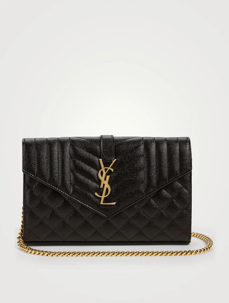 YSL Monogram Tri-Quilt Leather Chain Wallet