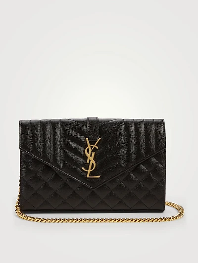 YSL Monogram Tri-Quilt Leather Chain Wallet