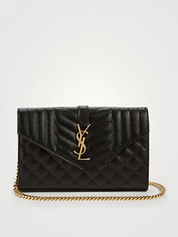 YSL Monogram Tri-Quilt Leather Chain Wallet