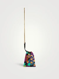 Satin Drawstring Chain Pouch In Floral Print